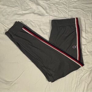 Champion Gray Track Pants with Red Stripe